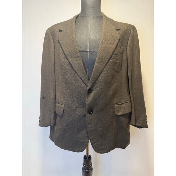Oxxford Clothes Men's Cashmere Suit Jacket Sport Coat Brown Herringbone Sz 43 JL - Picture 1 of 16